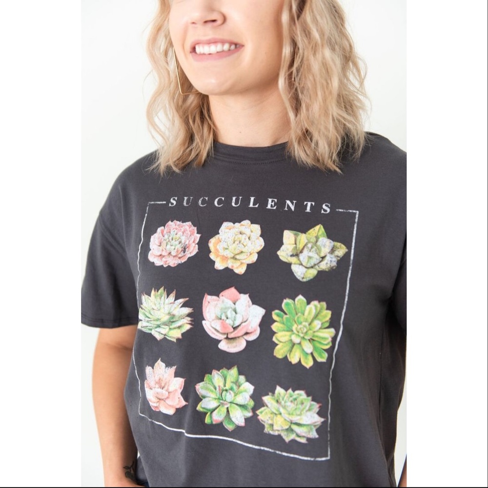 🆕 Charcoal Succulents Oversized Graphic Tee